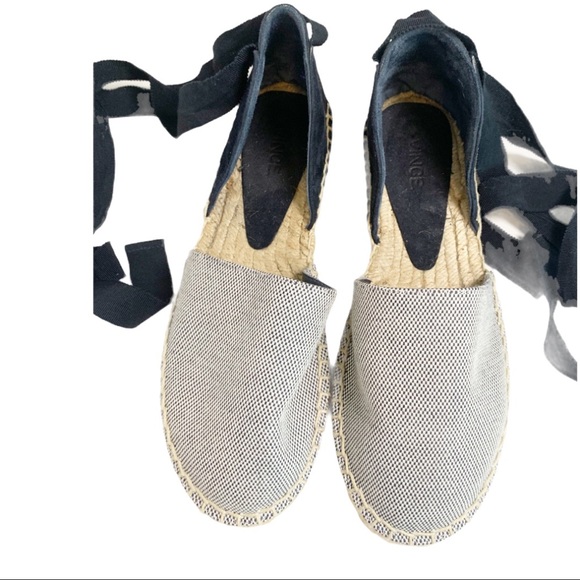 Vince Shoes - Vince. 7 Espadrilles Canvas Suede Ankle Tie Navy